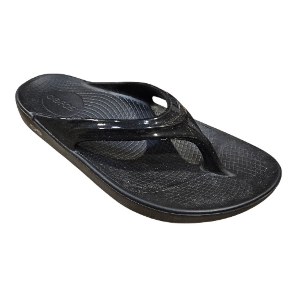 OOFOS SZ 8 OOLALA Black Sandal Thong Comfort Support Absorbs Impact - Picture 2 of 9